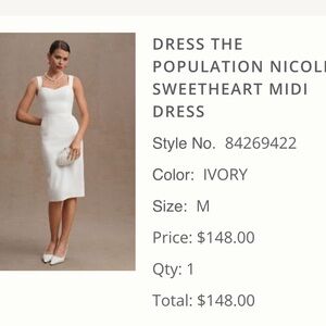 Dress The Population Nicole Sweetheart Dress Ivory
